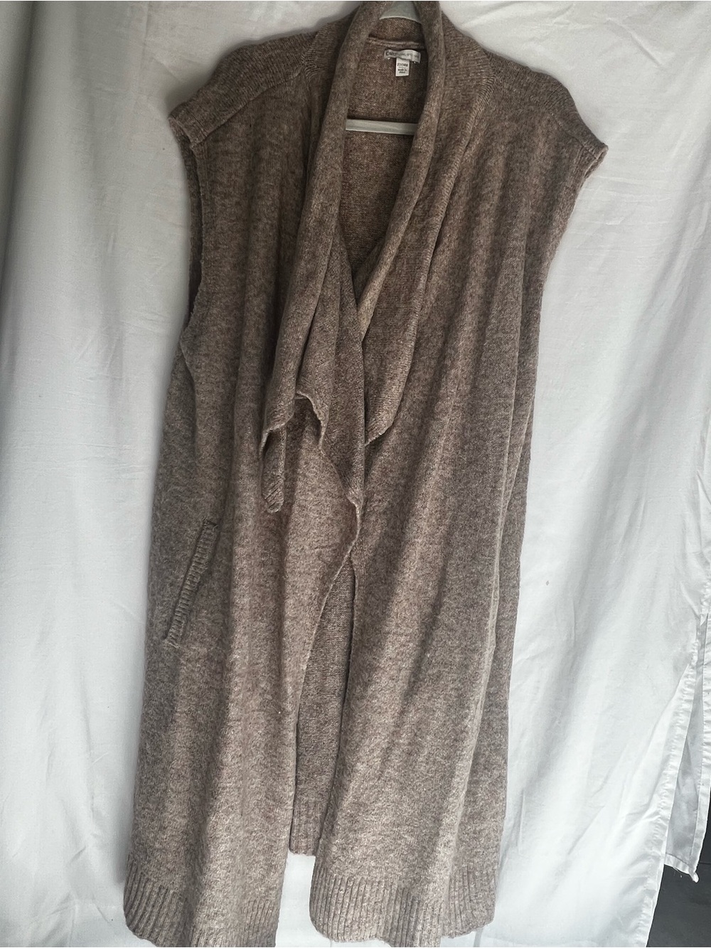 Cato Sleeveless Draped Cardigan - Taupe Brown